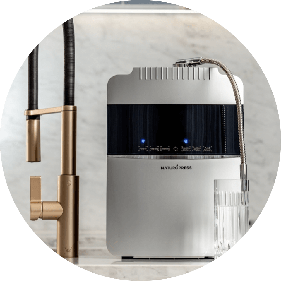 Naturopress water ioniser on the kitchen counter