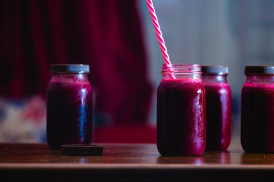 Beetroot juice in mason jars