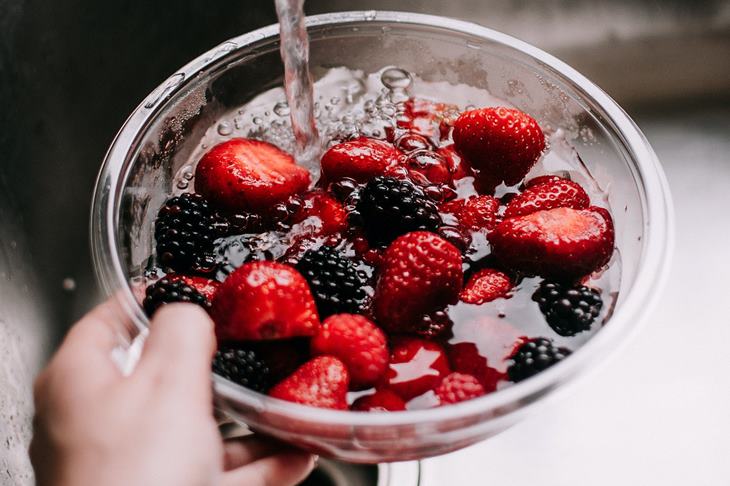 Berries being washed