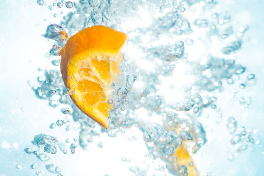 Water flow with a lemon slice